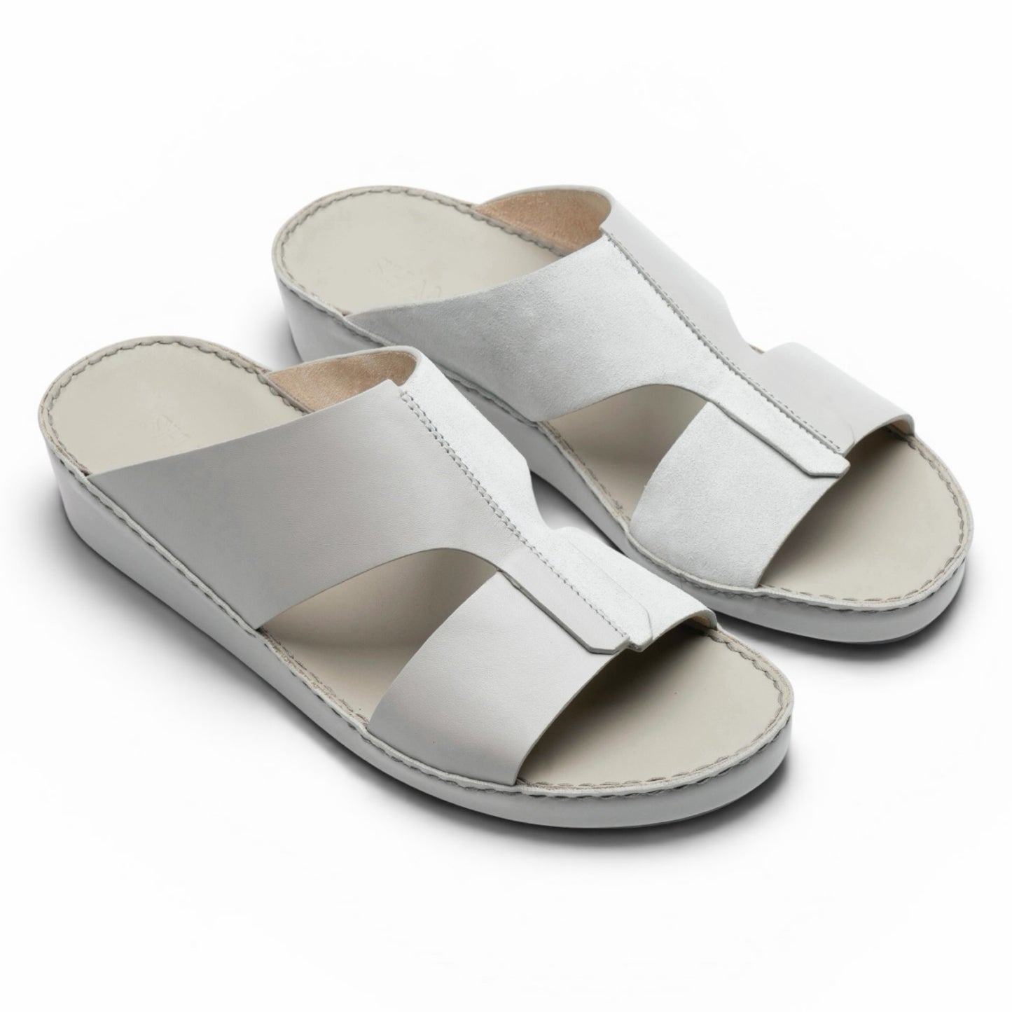 Velvet Leather Sandals - F-1016 Light Gray