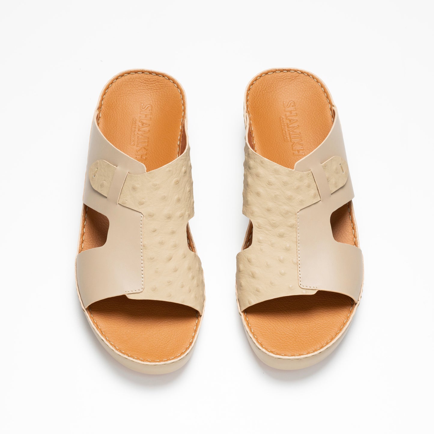 Ostrich Leather Sandals - F-1008 MANDORLA