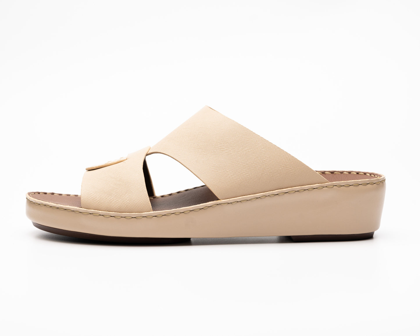 Saffiano Leather Sandals - F-1021 MANDORLA