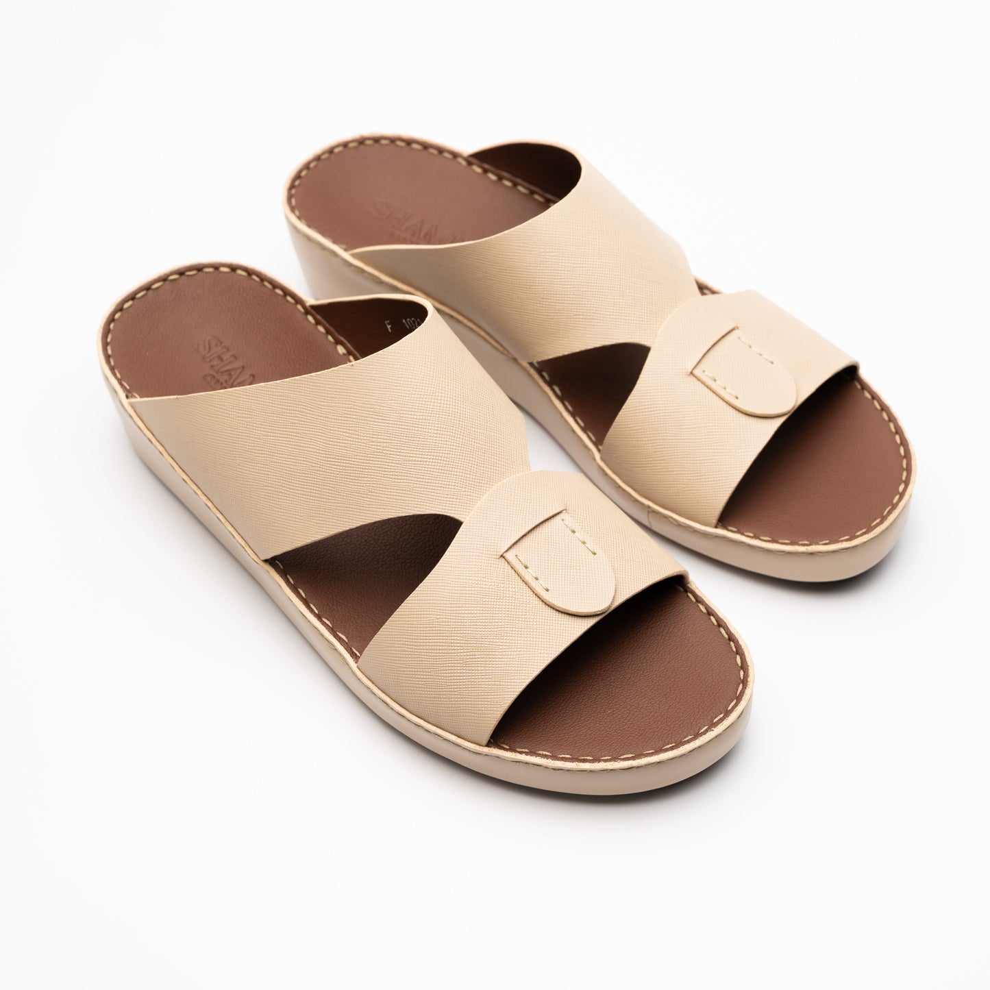Saffiano Leather Sandals - F-1021 MANDORLA