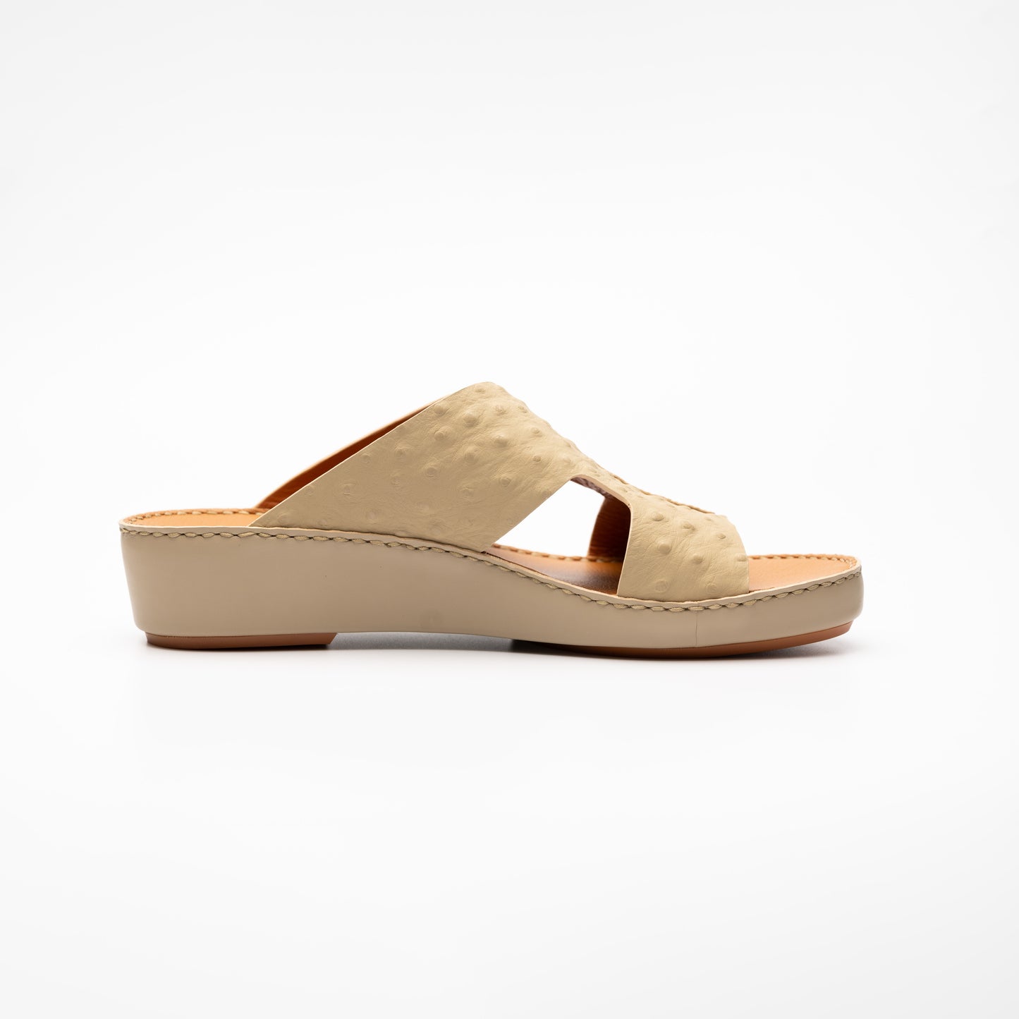 Ostrich Leather Sandals - F-1008 MANDORLA