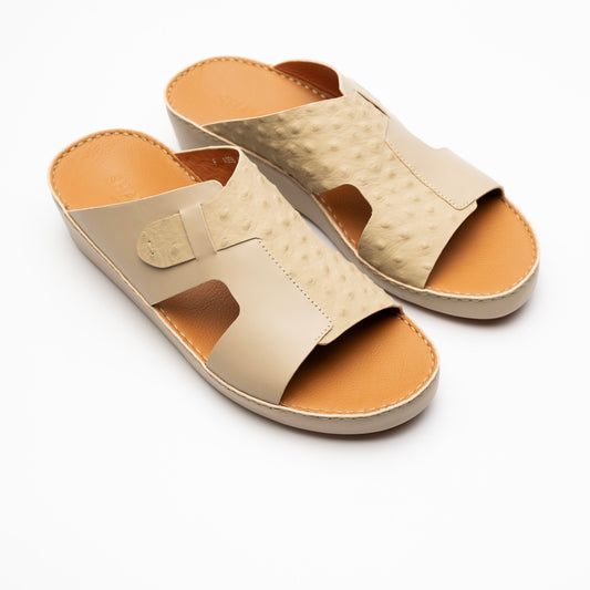 Ostrich Leather Sandals - F-1008 MANDORLA