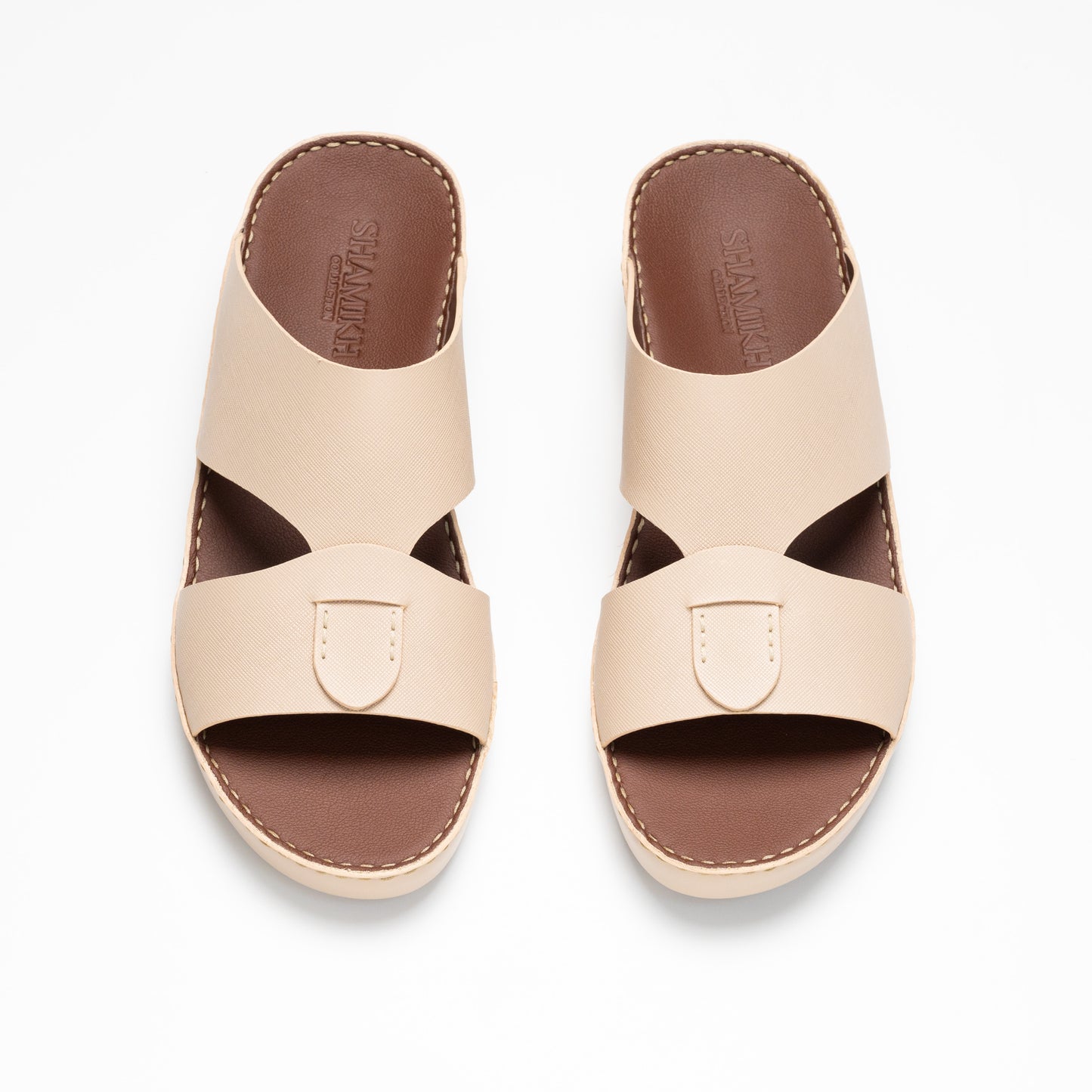 Saffiano Leather Sandals - F-1021 MANDORLA