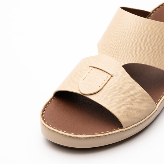 Saffiano Leather Sandals - F-1021 MANDORLA