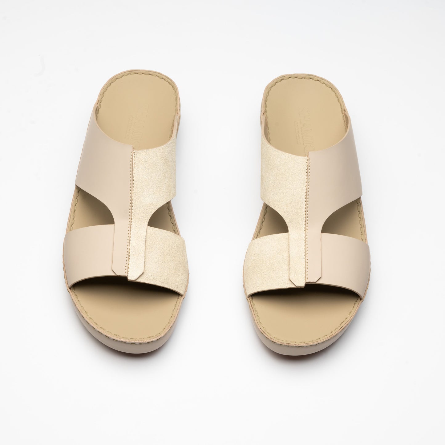Velvet Leather Sandals - F-1016 TORTORA IVORY