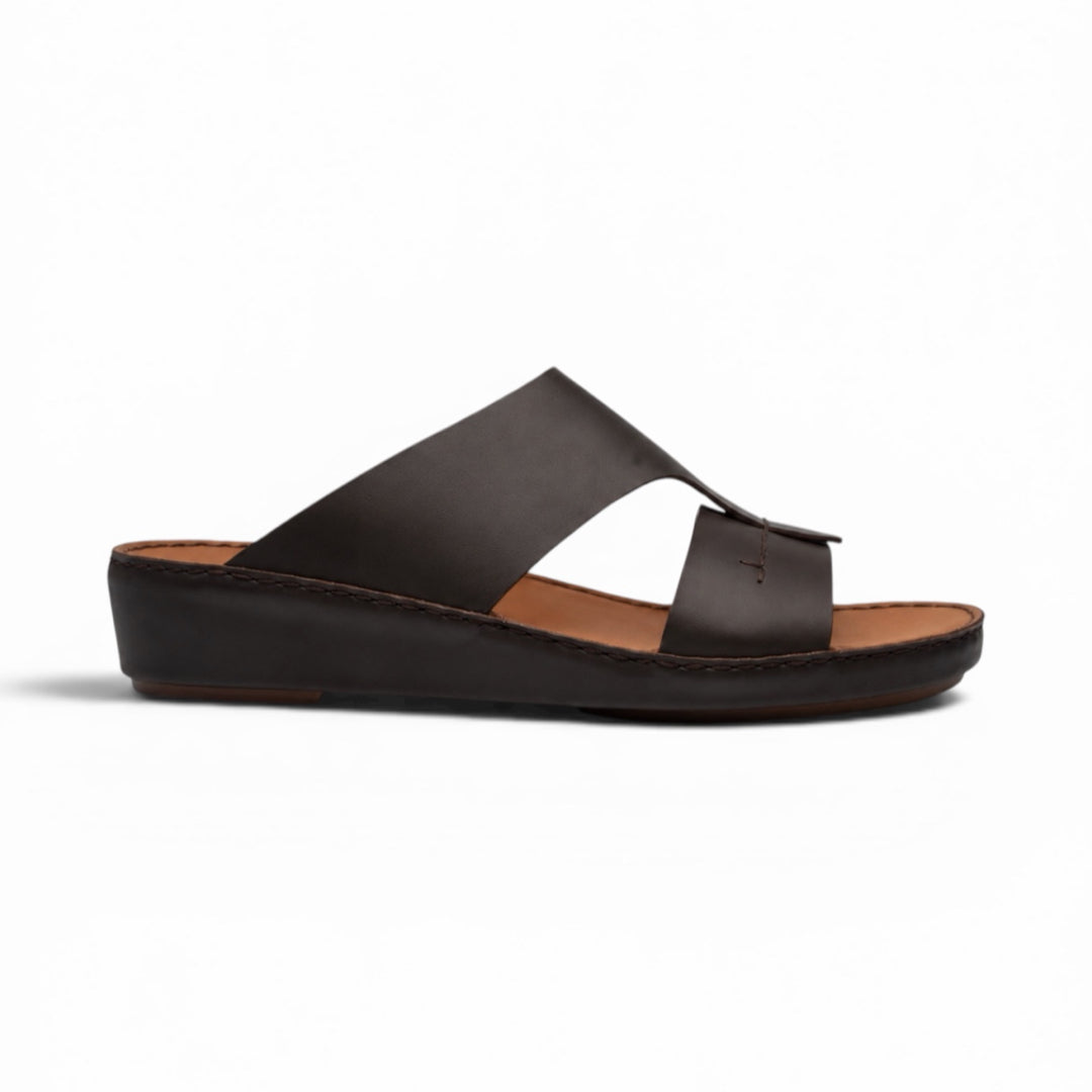 Stitched Leather Sandals - F 1007 Off Brown