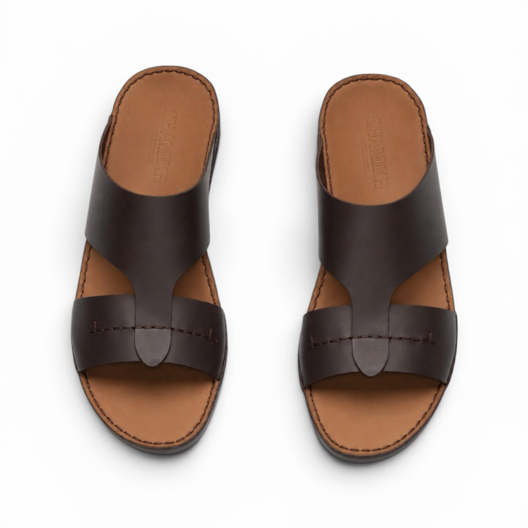 Stitched Leather Sandals - F 1007 Off Brown