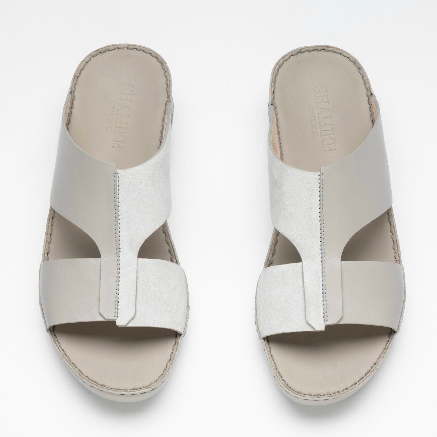 Velvet Leather Sandals - F-1016 Light Gray
