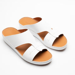 Stitched Leather Sandals - F-1007 WHITE