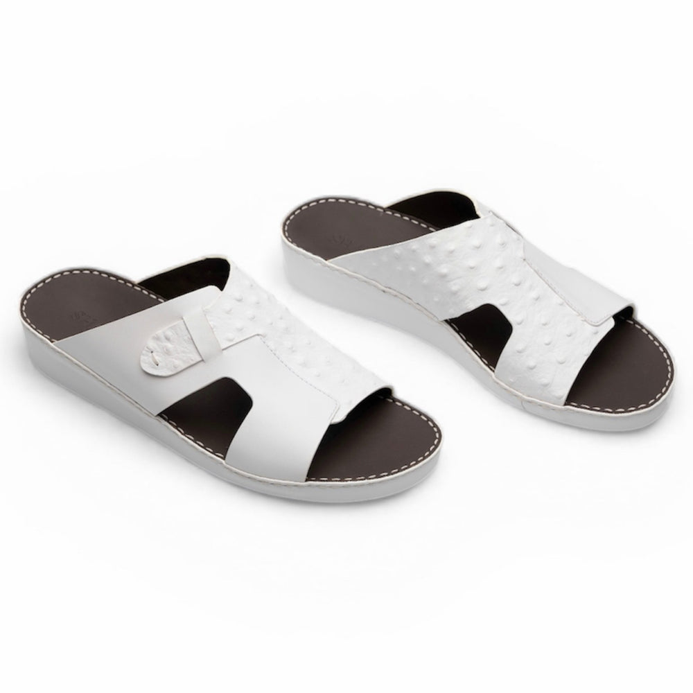 Ostrich Leather Sandals - F-1008 WHITE