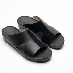 Velvet Leather Sandals - F-1015 BLACK