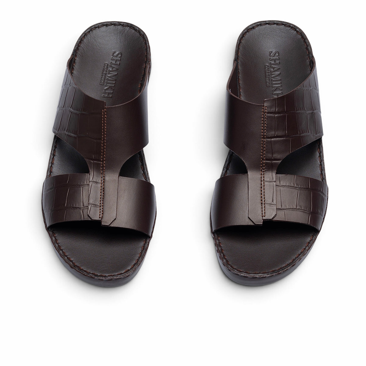 F-1016 BROWN leather sandals - top view