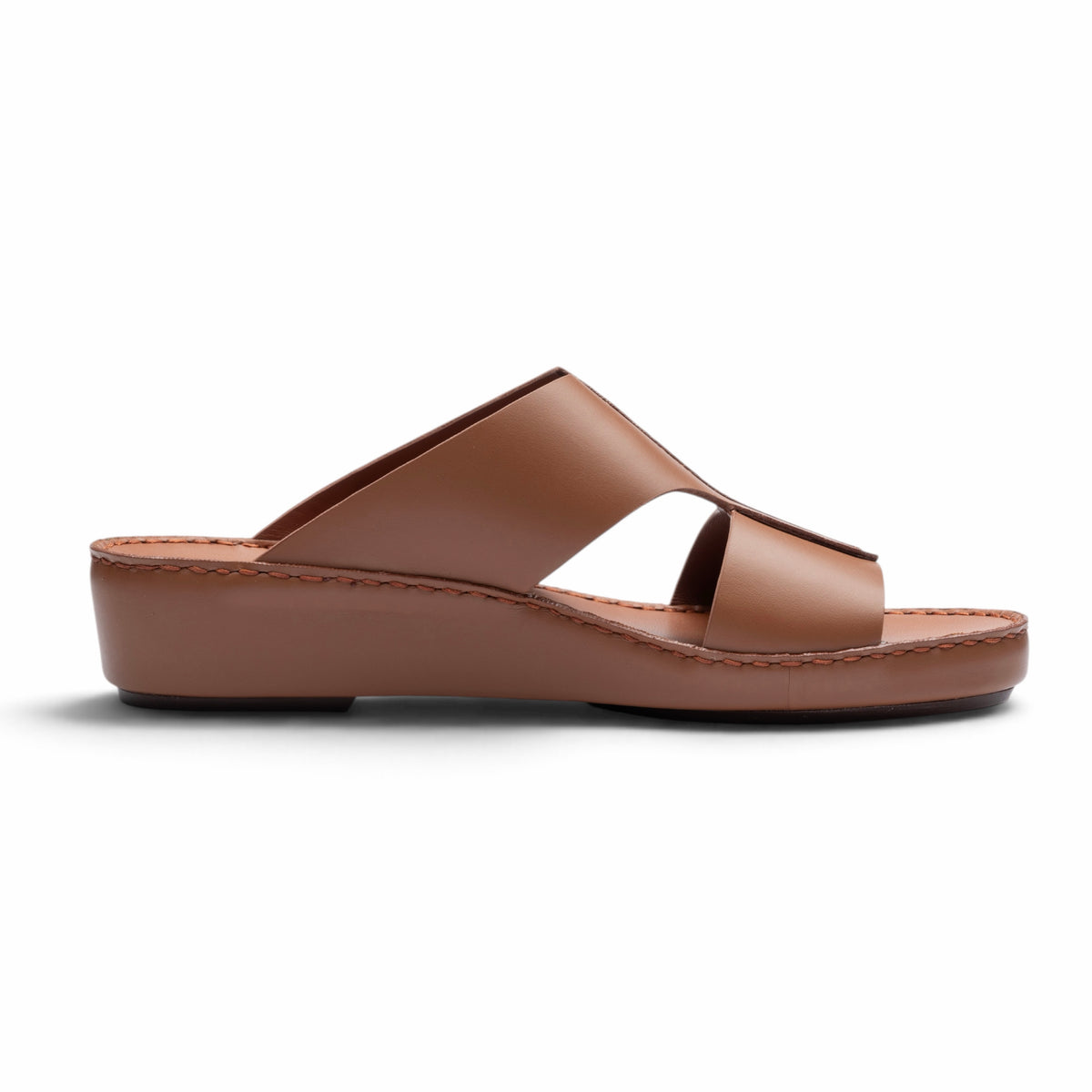 F-1016 COGNAC leather sandal - side profile
