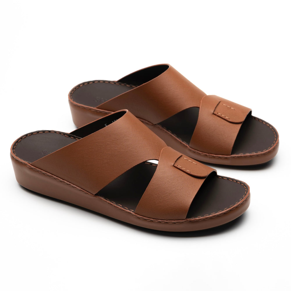 Saffiano Leather Sandals - F-1021 COGNAC SAFFIANO